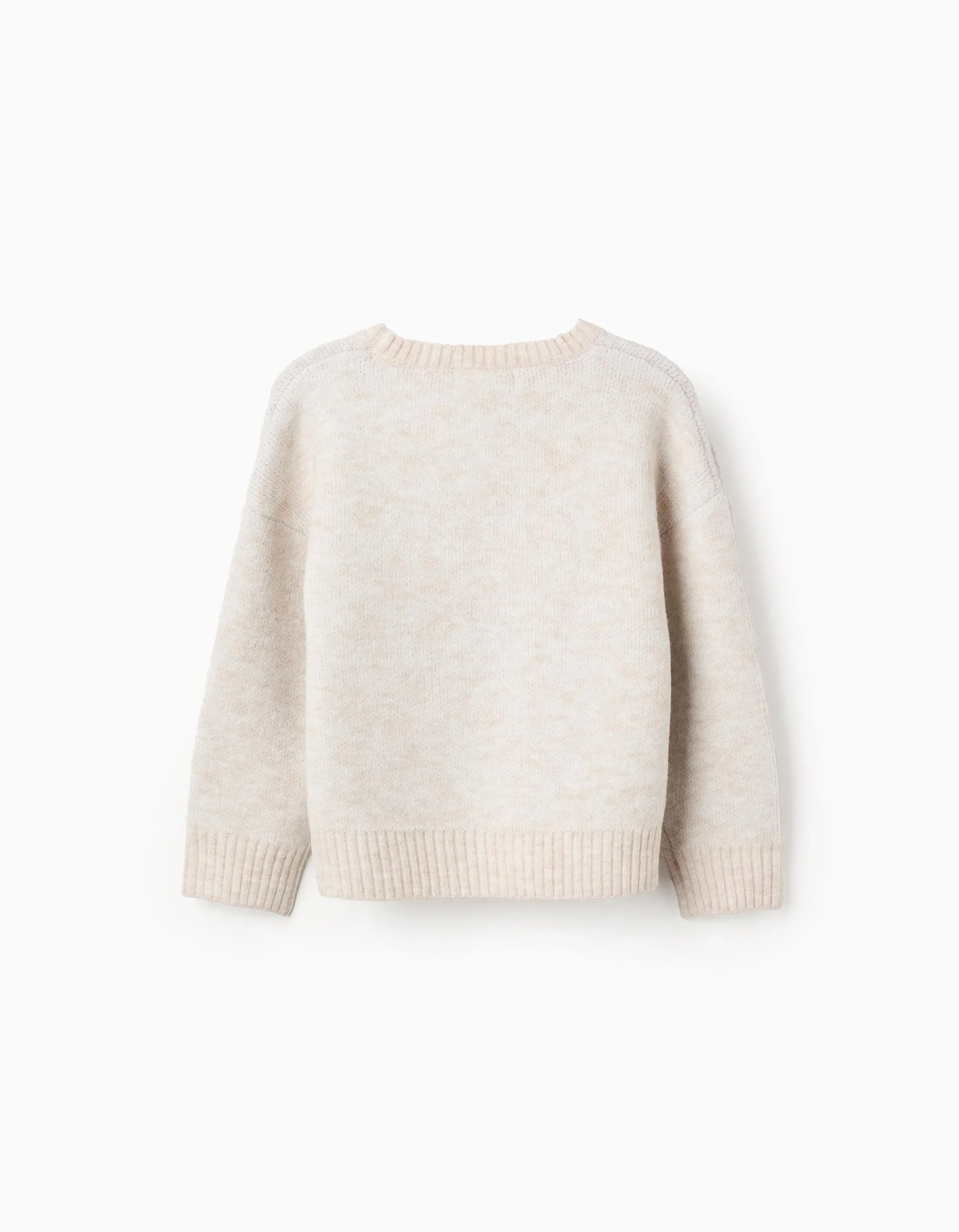 Jersey niña de punto con luna y estrellas de lúrex beige - Imagen 2